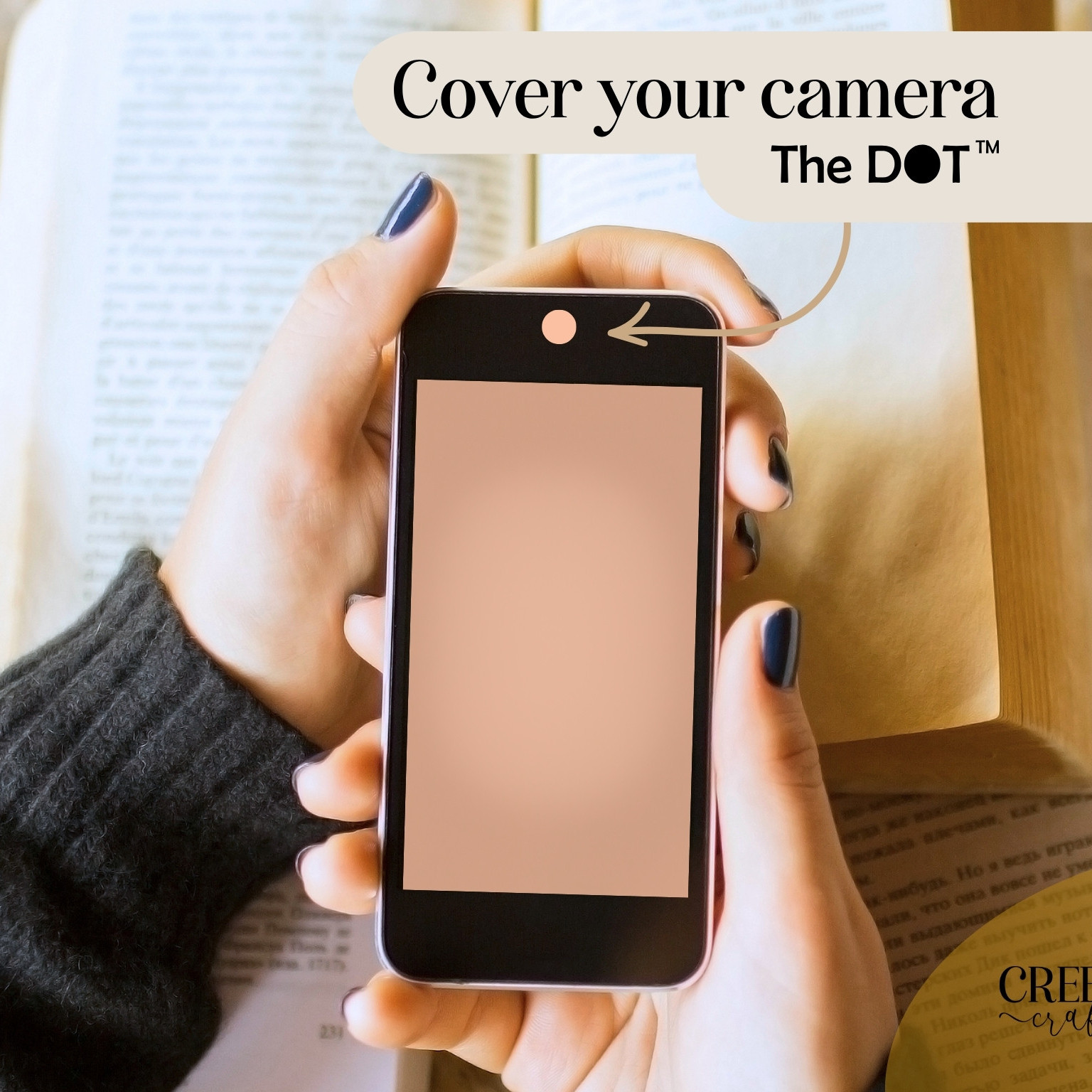 Cover your camera with The DOT™ cell phone and laptop camera lens privacy stickers. 